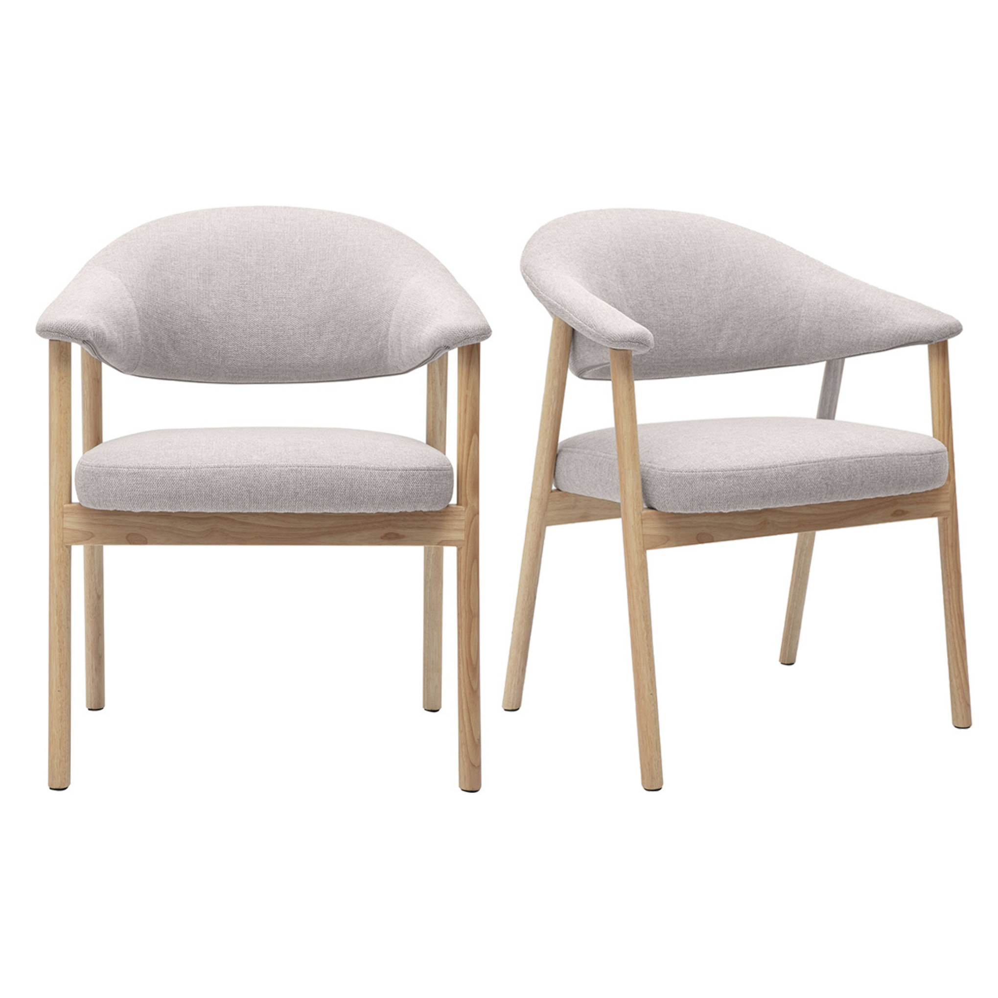 Chaises en tissu effet velours texturé beige et bois clair (lot de 2) GIULIA