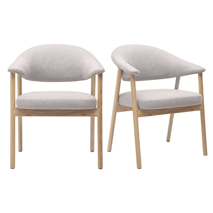 Chaises en tissu effet velours texturé beige et bois clair (lot de 2) GIULIA