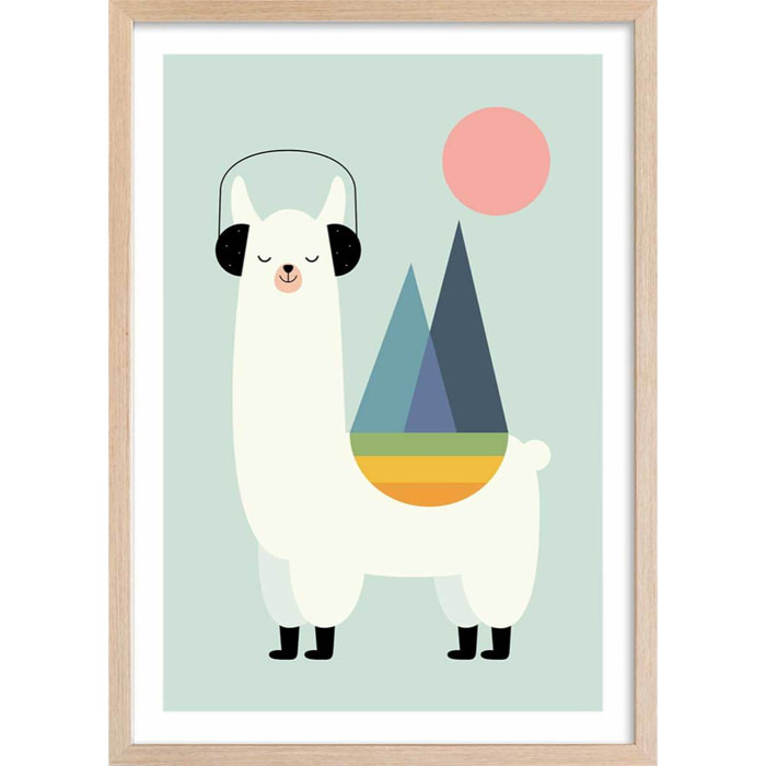 Affiche  alpaga music Affiche + cadre en bois - Chêne