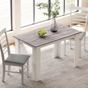 Table à manger grand plateau 4-6 personnes - dim. 120L x 69l x 75H cm - aspect bois gris blanc