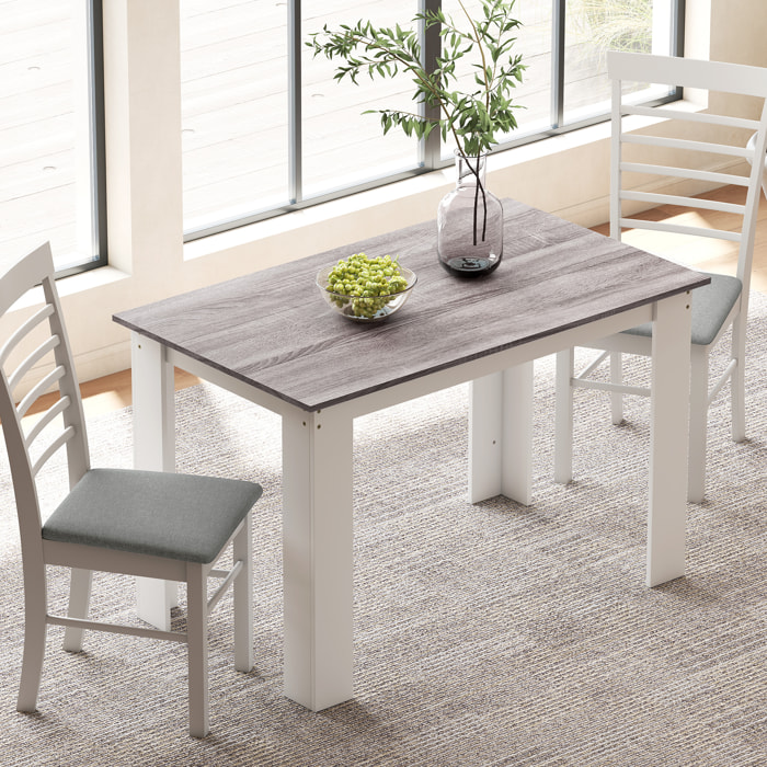 Table à manger grand plateau 4-6 personnes - dim. 120L x 69l x 75H cm - aspect bois gris blanc