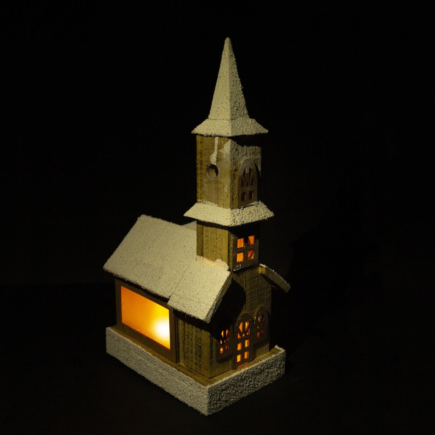 DAM 39 cm Casa siberiana in legno. Decorazione natalizia, con luci LED. 20x13x39cm. colore marrone