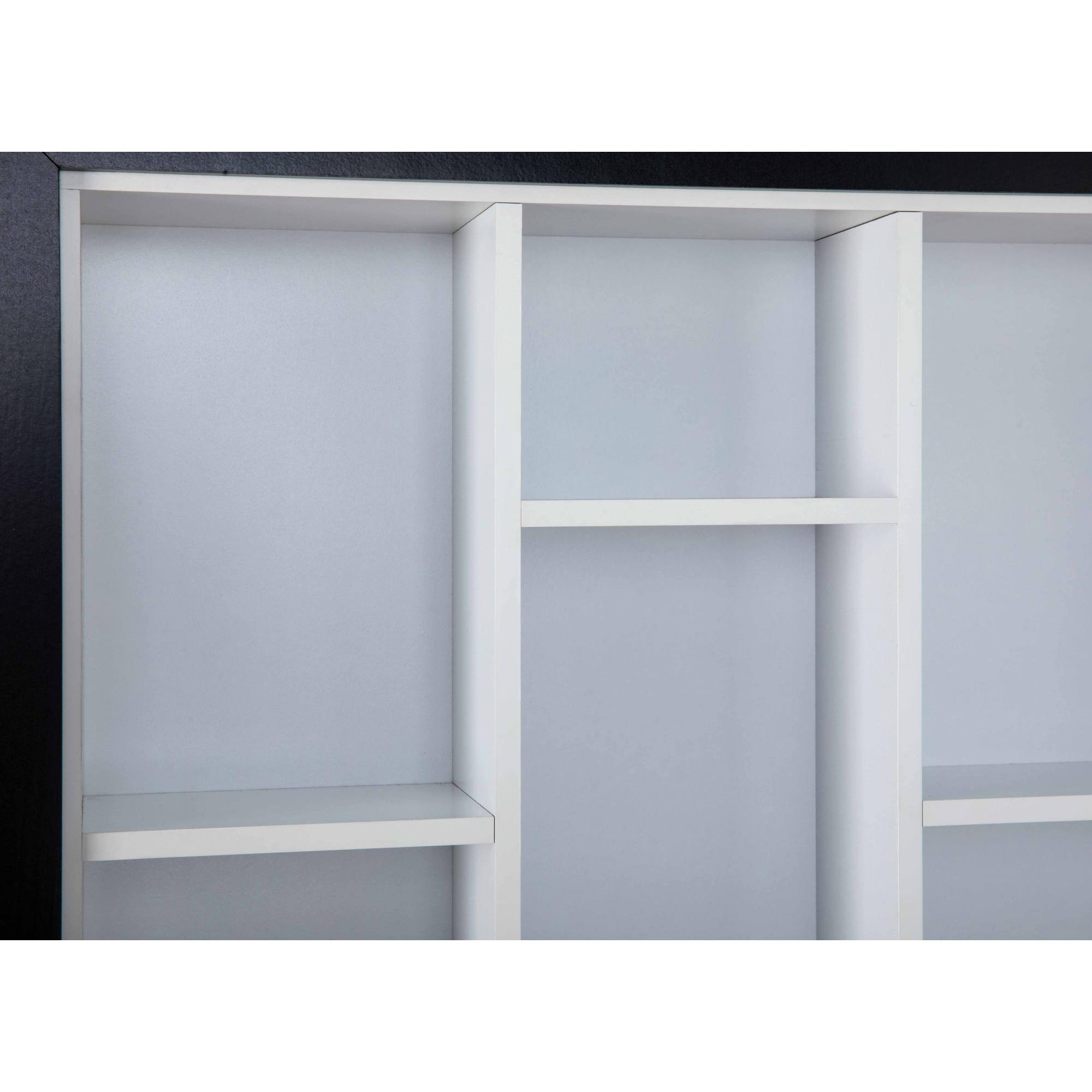 Libreria a parete con vani contenitori, in laminato bianco e nero, cm 67x13.7x67