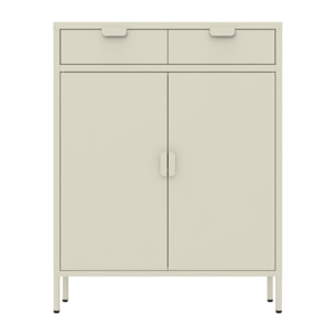 Credenza metallo 2 ante e 2 cassetti 80x38x110cm avorio - Pop