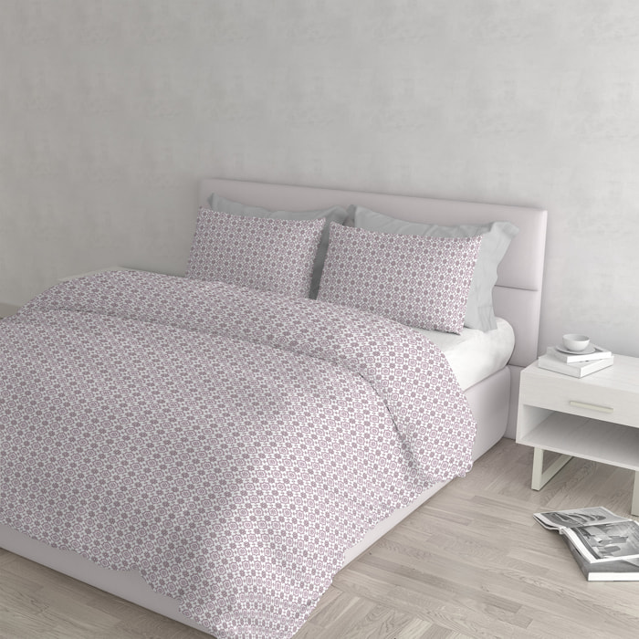PARURE COPRIPIUMINO ATHENA, 100% Cotone, Made in Italy - DORA ROSA