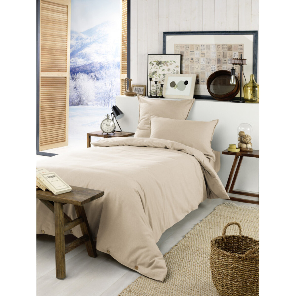 Housse de couette "Candice" Flanelle de Coton - Candice Sable