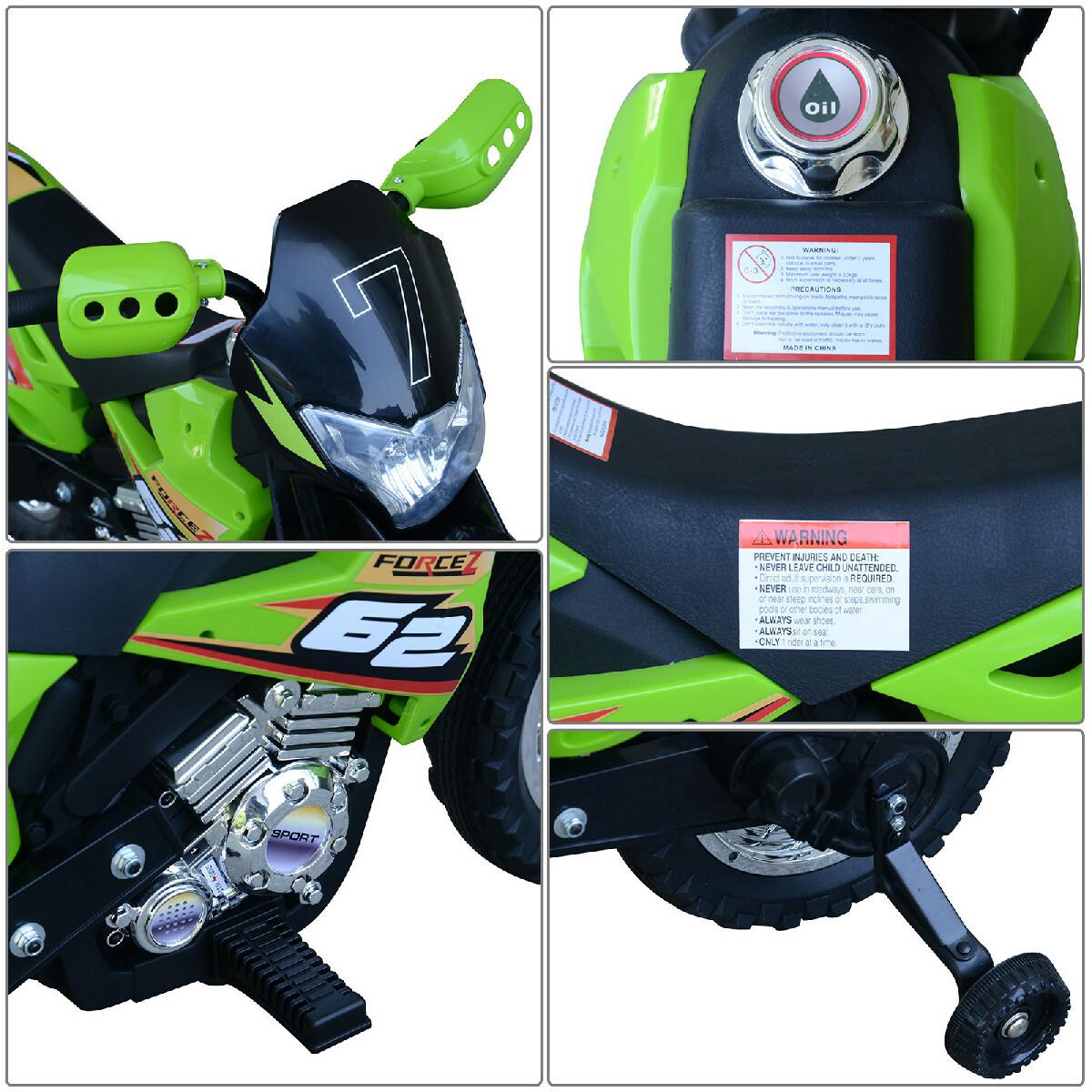 Motocross électrique 35 W enfant 3 à 6 ans dim. 107L x 53l x 70H cm roulettes amovibles vert