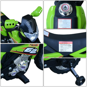 Motocross électrique 35 W enfant 3 à 6 ans dim. 107L x 53l x 70H cm roulettes amovibles vert