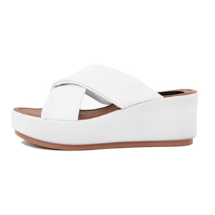 Sandalo con zeppa Donna colore Bianco