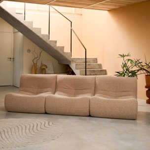 Chauffeuse tissu effet alpaca 3 places. beige. style contemporain. L 91 x P 105 x H 72cm