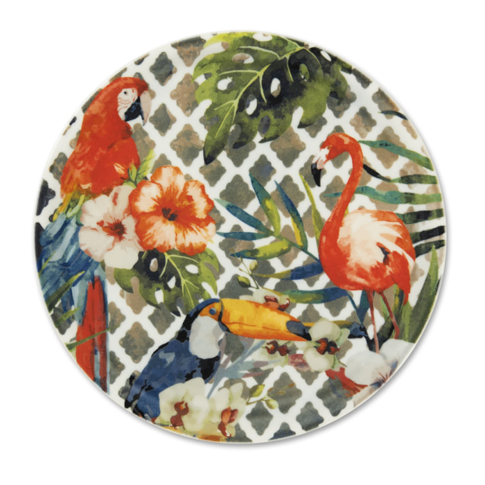 Set 6 Piatti Pizza Excelsa – Tropical Chic, Porcellana Multicolore