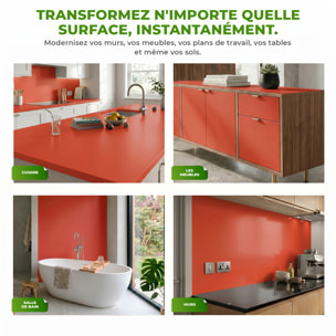 Rouleau adhésif décoratif Vinyle au Mètre - Rouge coquelicot - Sticker Lavable Imperméable Mur Cuisine Meubles