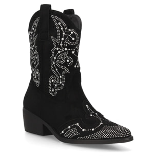 Botín cowboy mujer caña media con tachuelas decorativas y tacón bajo