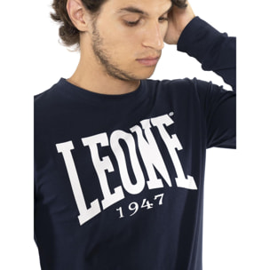 T-shirt da uomo in cotone elasticizzato a manica lunga con logo grande "Basic"