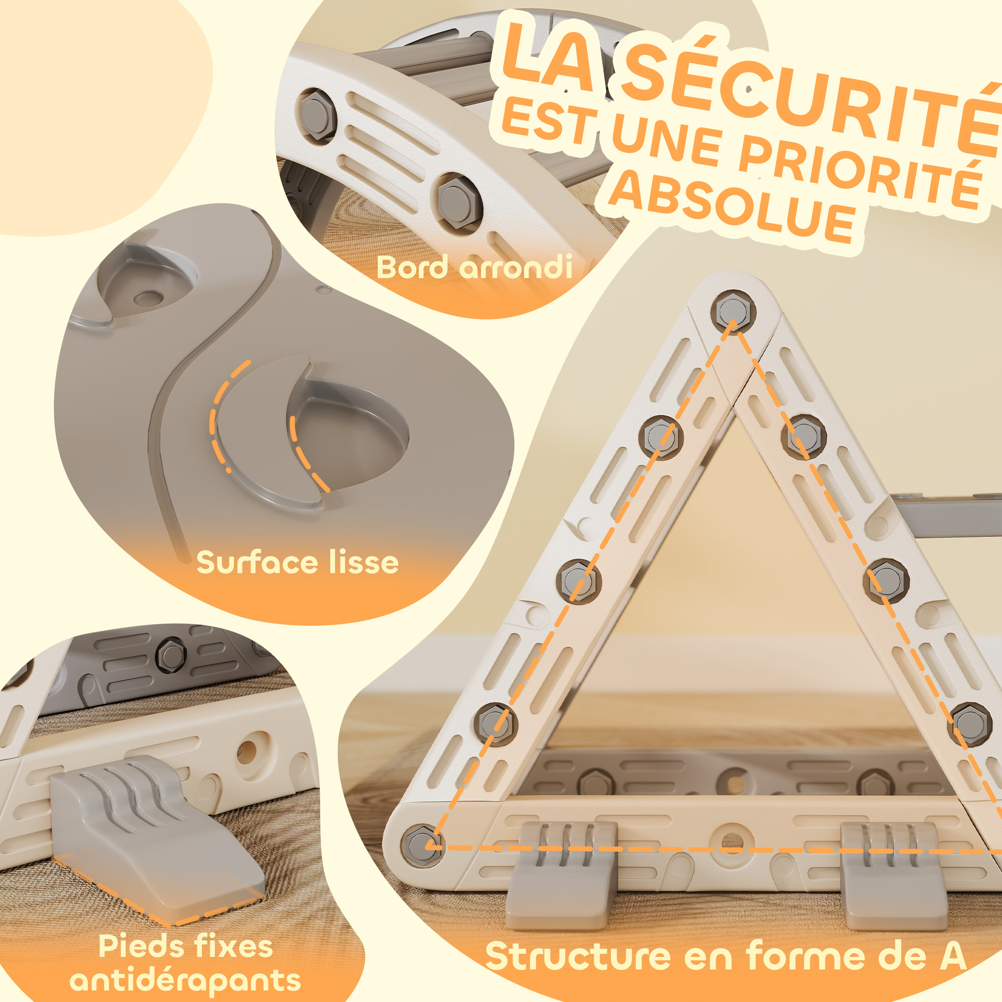 Triangle escalade enfant arc d'escalade rampe double-face pour grimper glisser chaise à bascule HDPE gris