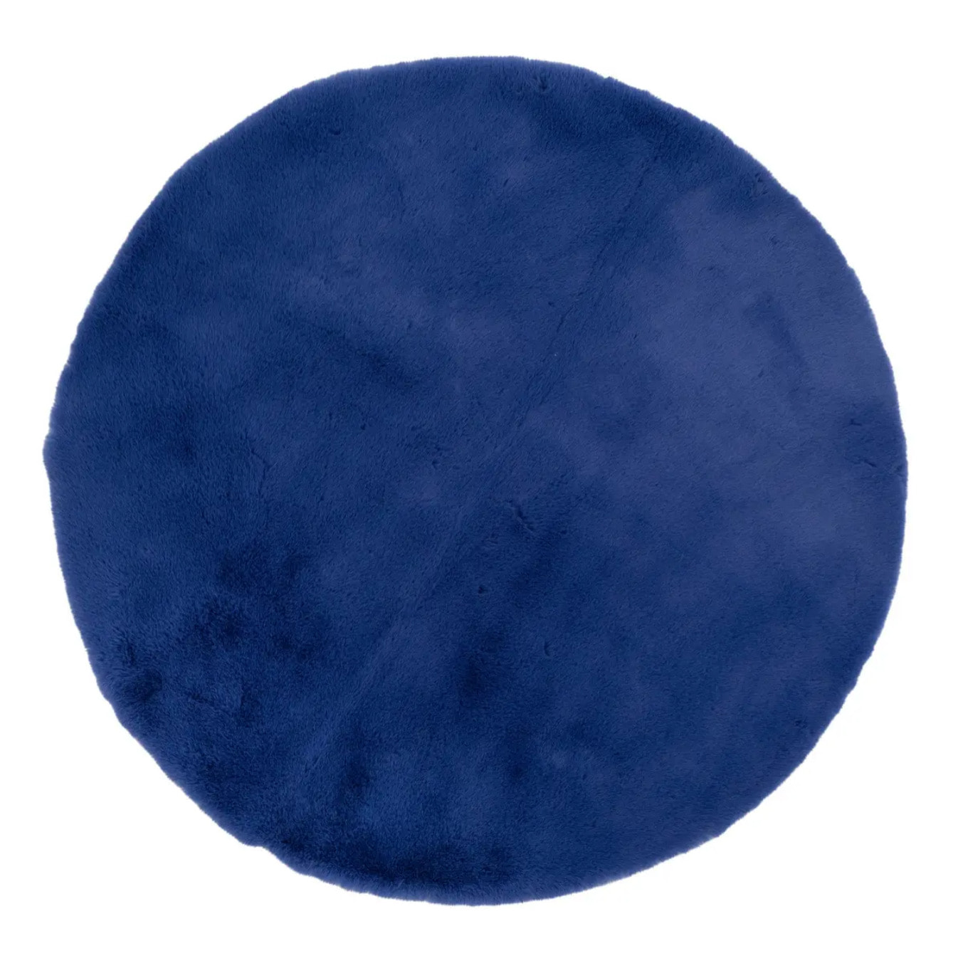 Tapis fausse fourrure "Couka" bleu indigo D80cm