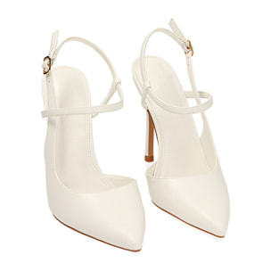 Décolleté slingback bianche, tacco 10,5 cm