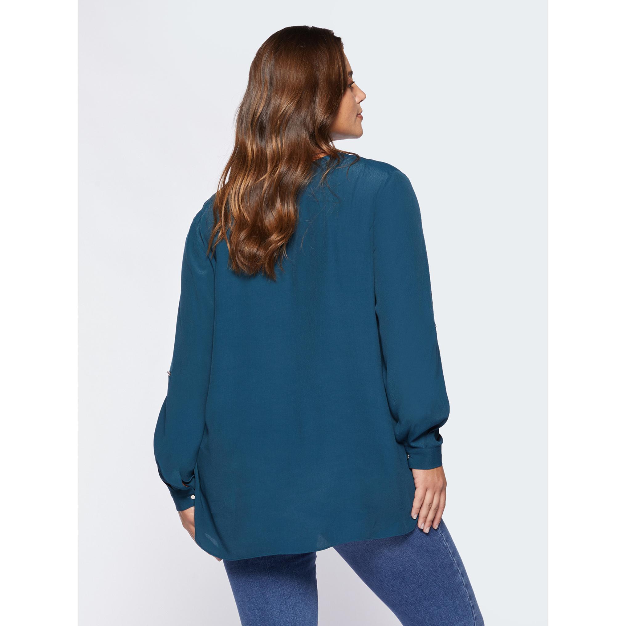 Fiorella Rubino - Blusa de viscosa ECOVERO™ con botones - Petrol Blue