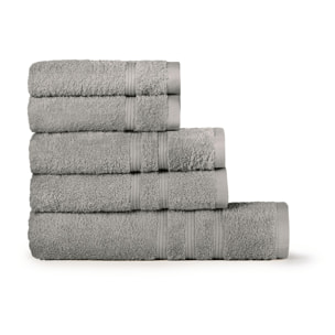 BASSETTI Morbido Asciugamano Asciugamani 480 gr 100% Cotone Set da 5 pz Collezione MONIQUE - ARGENTO FB