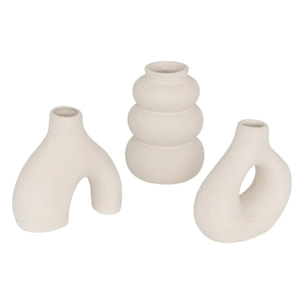 Lot de 3 soliflores "Iora" céramique blanc H9cm