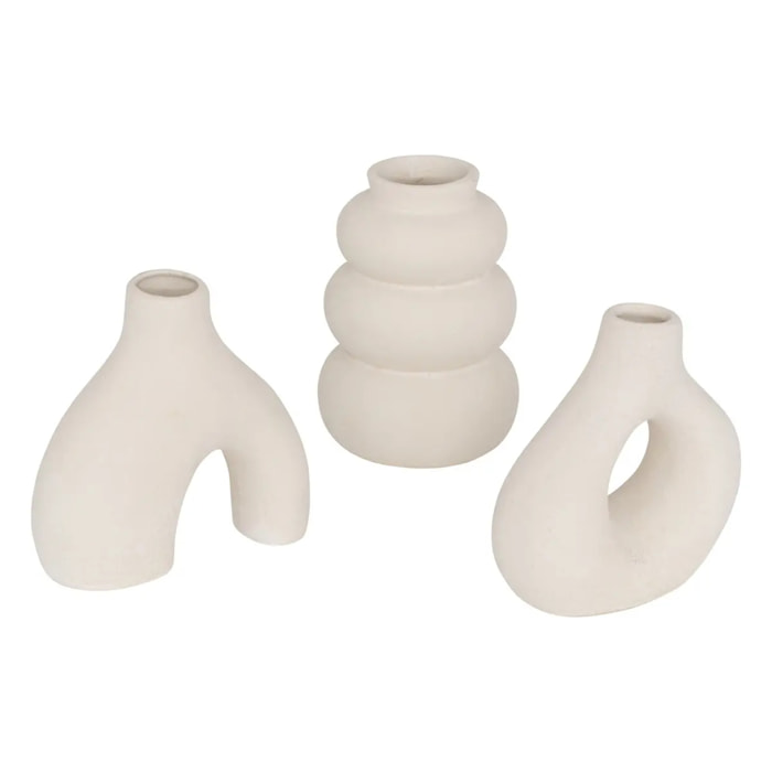 Lot de 3 soliflores "Iora" céramique blanc H9cm