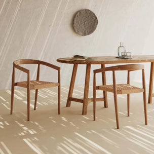 Lot de 2 chaises de jardin empilables en bois de teck vernis - Bali