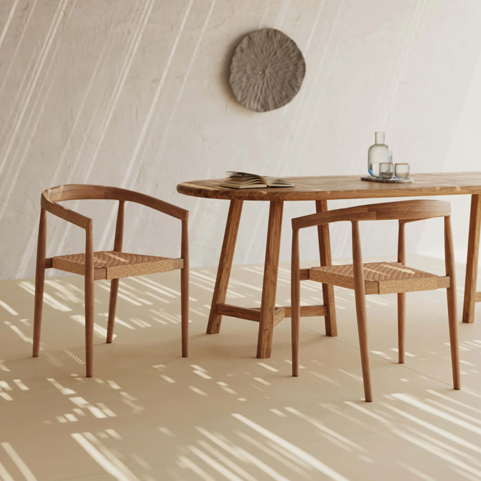 Lot de 2 chaises de jardin empilables en bois de teck vernis - Bali