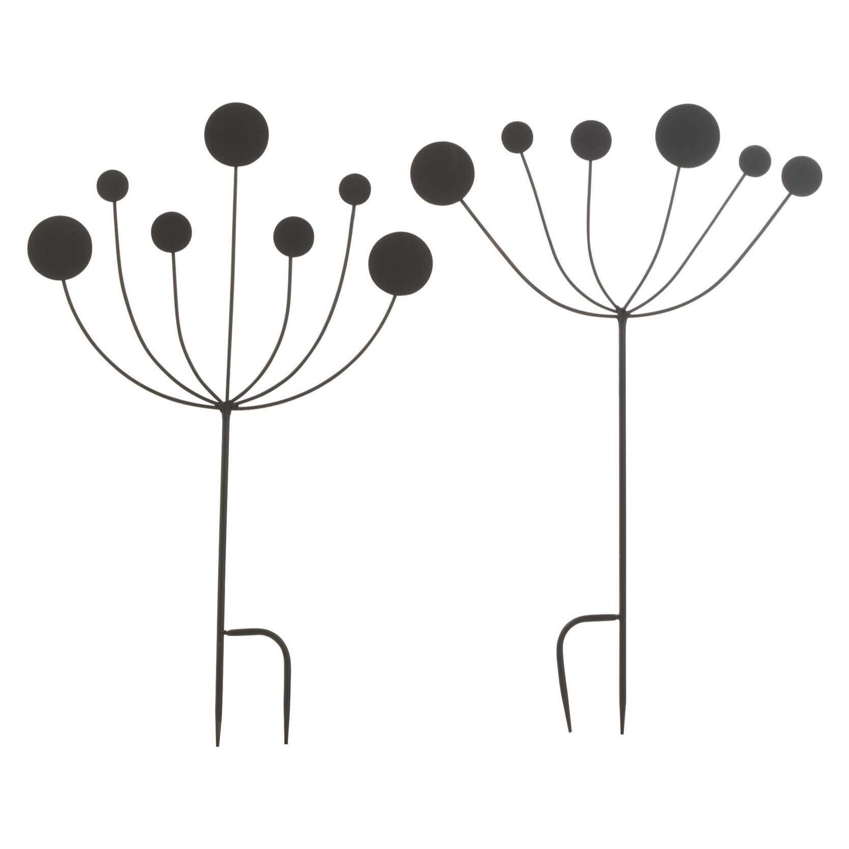 J-Line décoration Jardin Abstrait - métal - noir - small  - 2 pcs