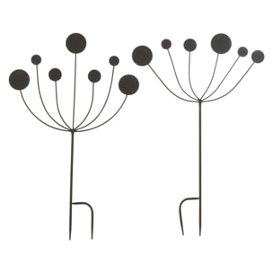 J-Line décoration Jardin Abstrait - métal - noir - small  - 2 pcs