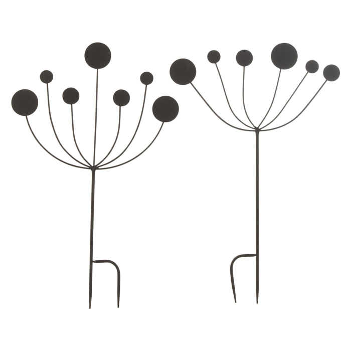 J-Line décoration Jardin Abstrait - métal - noir - small  - 2 pcs