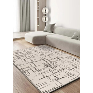 RETRO Alfombra pelo corto con diseño geométrico en blanco y negro, varias medidas disponibles.