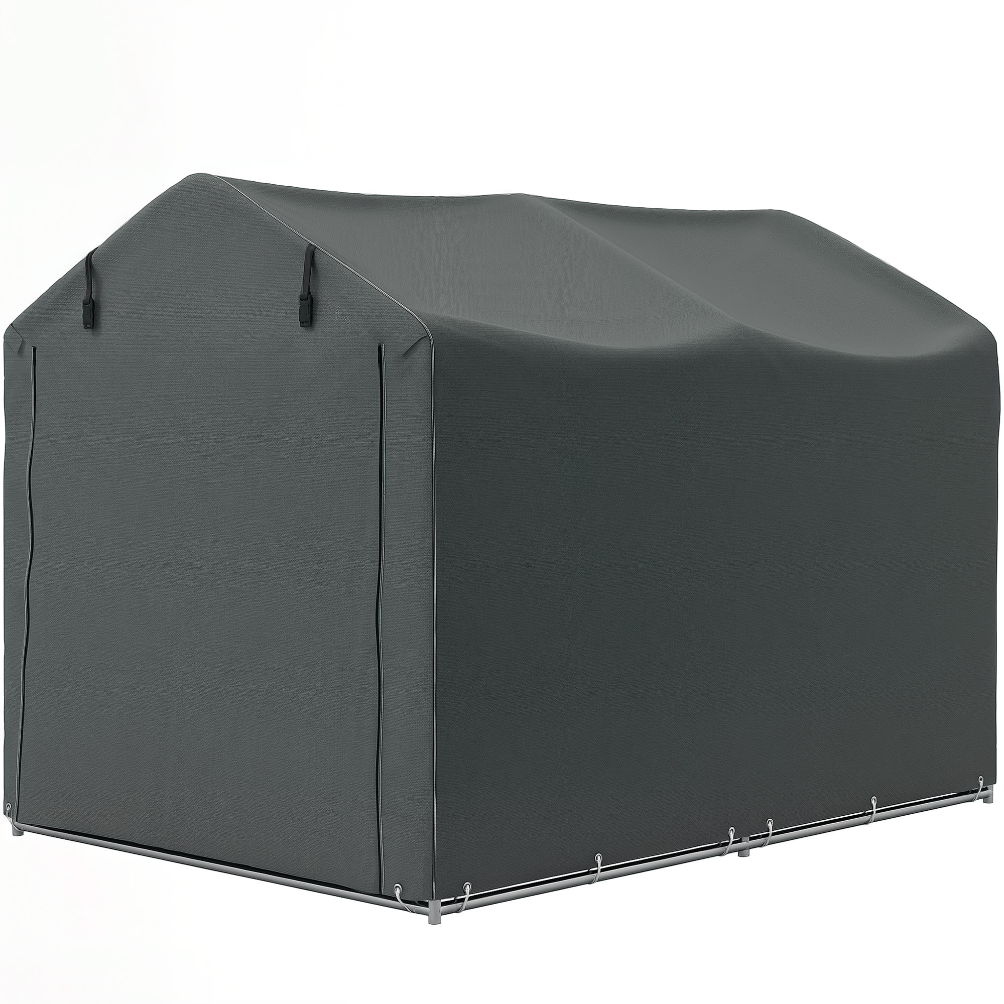 Tente de stockage - abri de jardin dim. 2 x 1,6 x 1,65 m - porte enroulable zippée - métal galvanisé PE gris