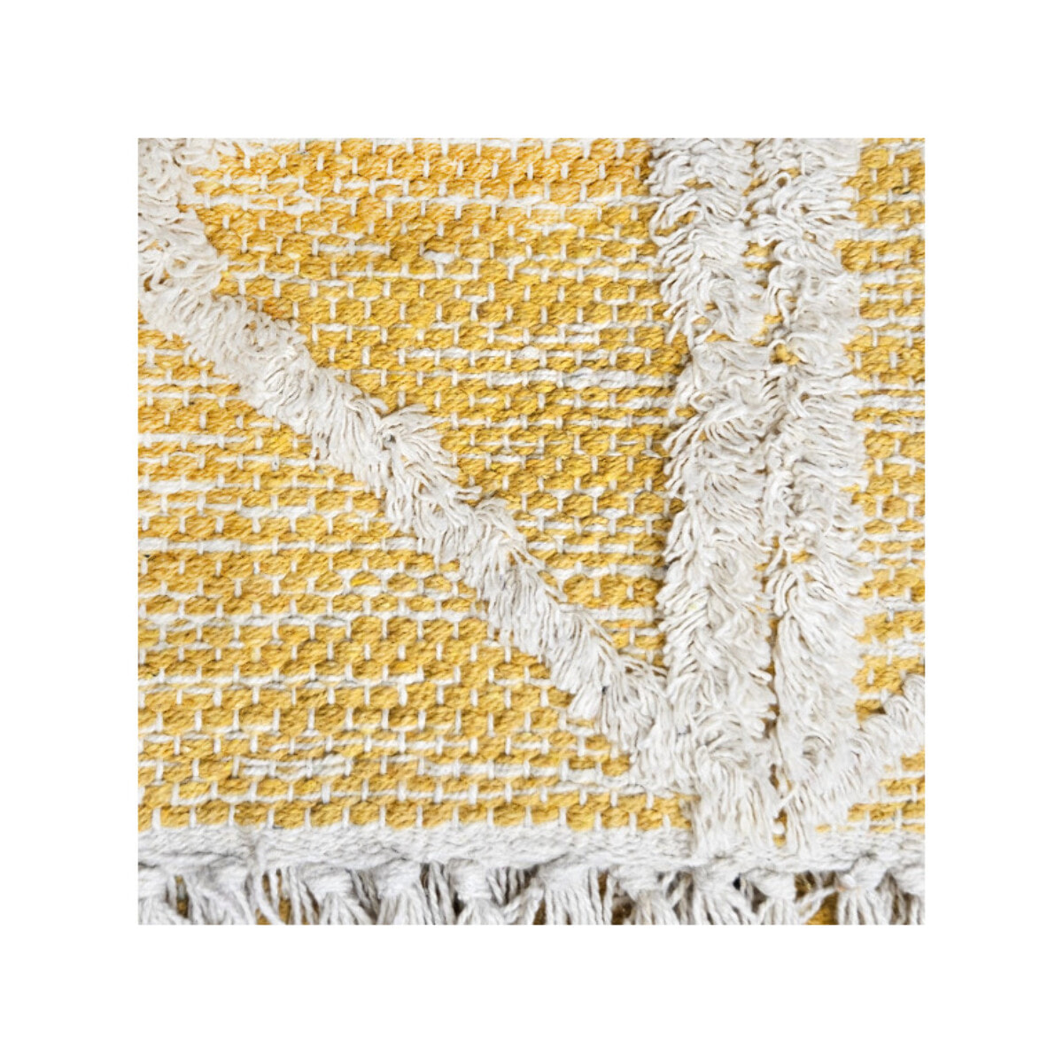 Tapis berbère jaune motifs losanges avec franges 90x150cm - MARA