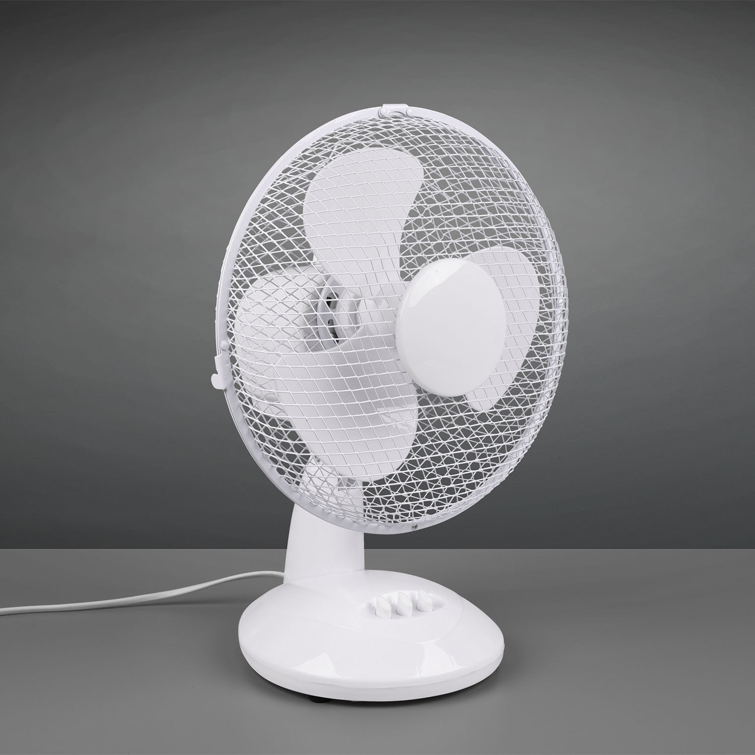 Bergen - Ventilatore da appoggio in plastica e metallo dal design tradizionale. Ø23x36H cm colore bianco.