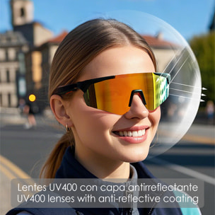 Gafas deportivas inteligentes QY PRO 2. Asistente de voz inteligente, traducción en tiempo real de más de 100 idiomas, control de música/llamadas y lentes UV400.