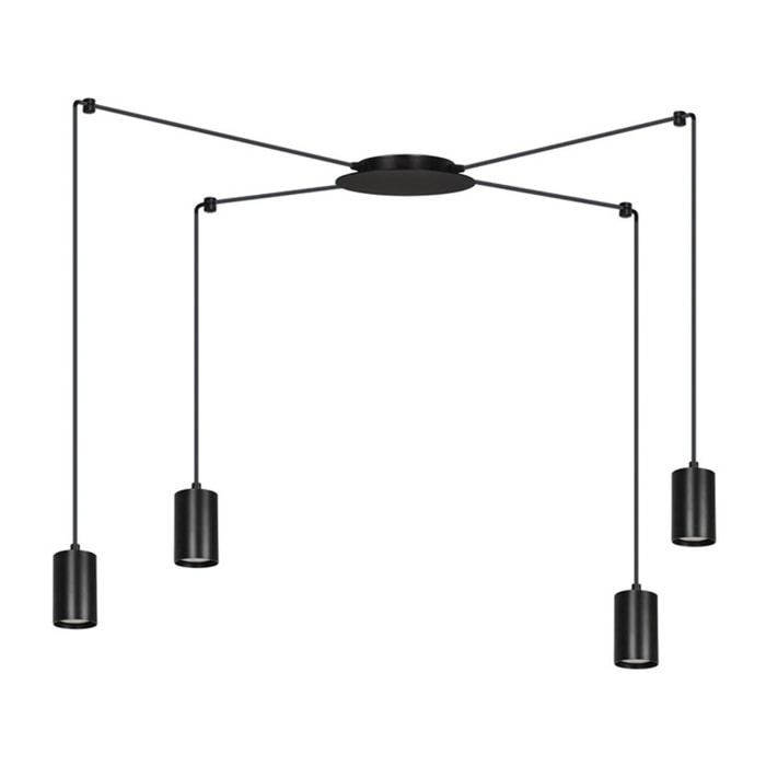 Lampada a sospensione TRAKER con struttura in acciaio nero
