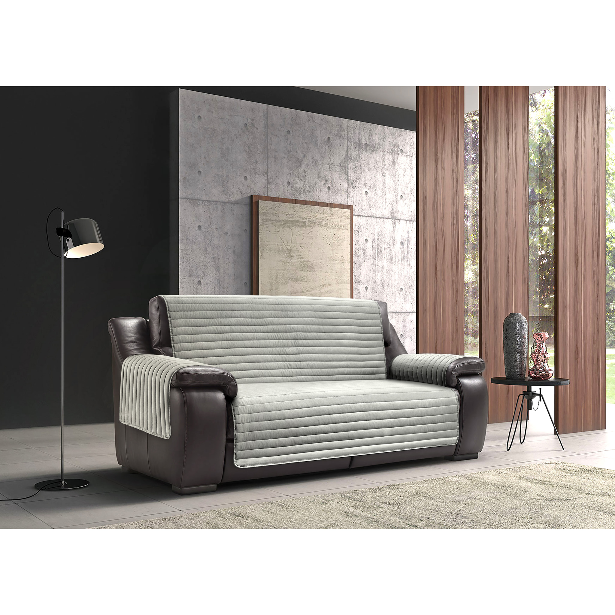 Copridivano Antimacchia Trapuntato Sofa Grigio Chiaro-Grigio Scuro