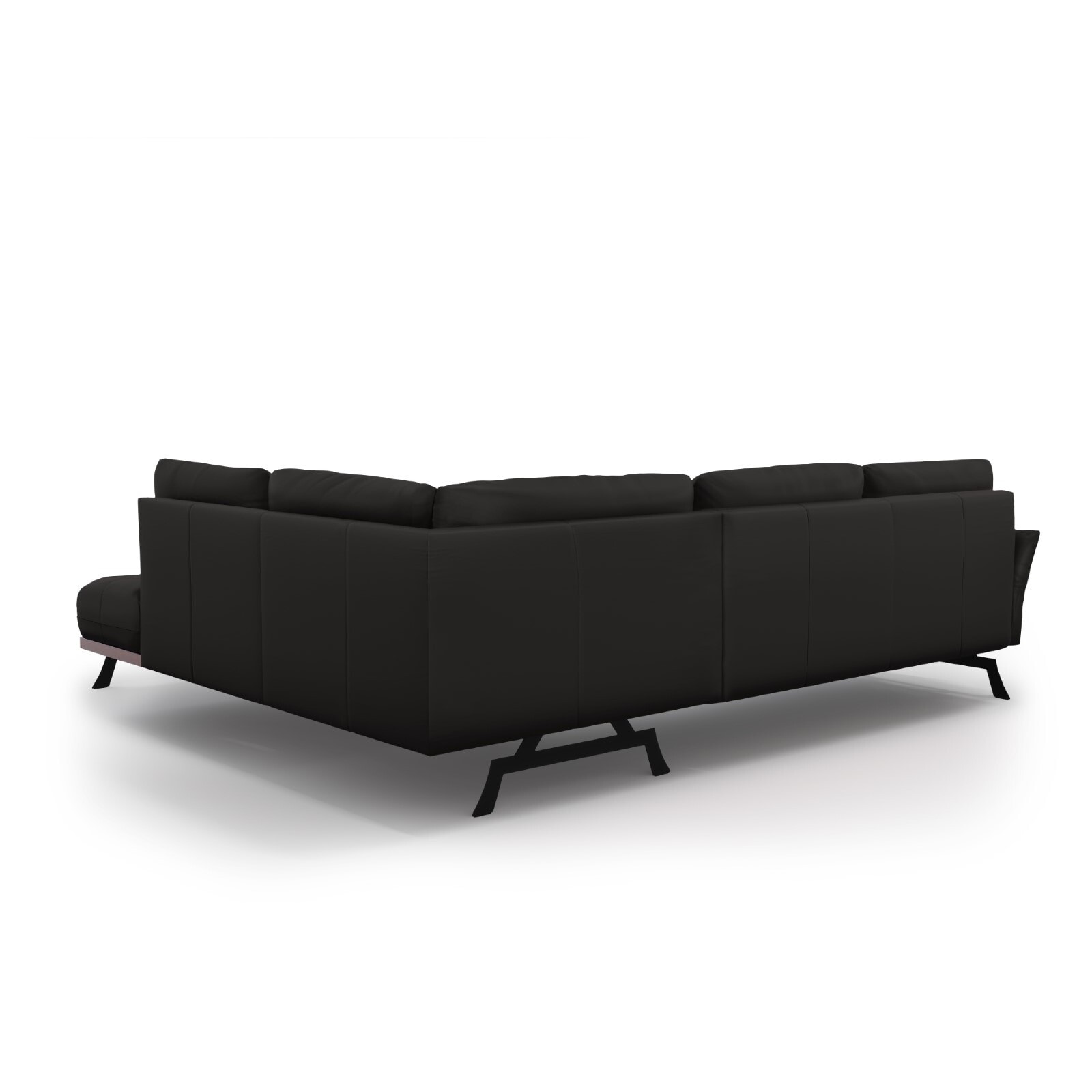 Canapé d'angle droit convertible "Olivier" 5 places en cuir véritable noir