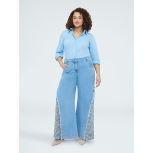 Fiorella Rubino - Jeans Wide Leg con inserto bandana - Light - blue