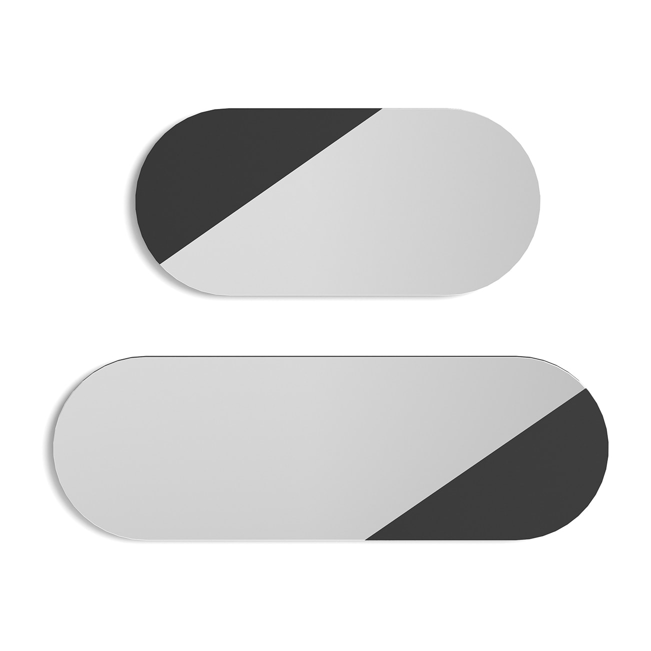 Set de espejos ovalados Aire haya negro 90/65x30x2 cm