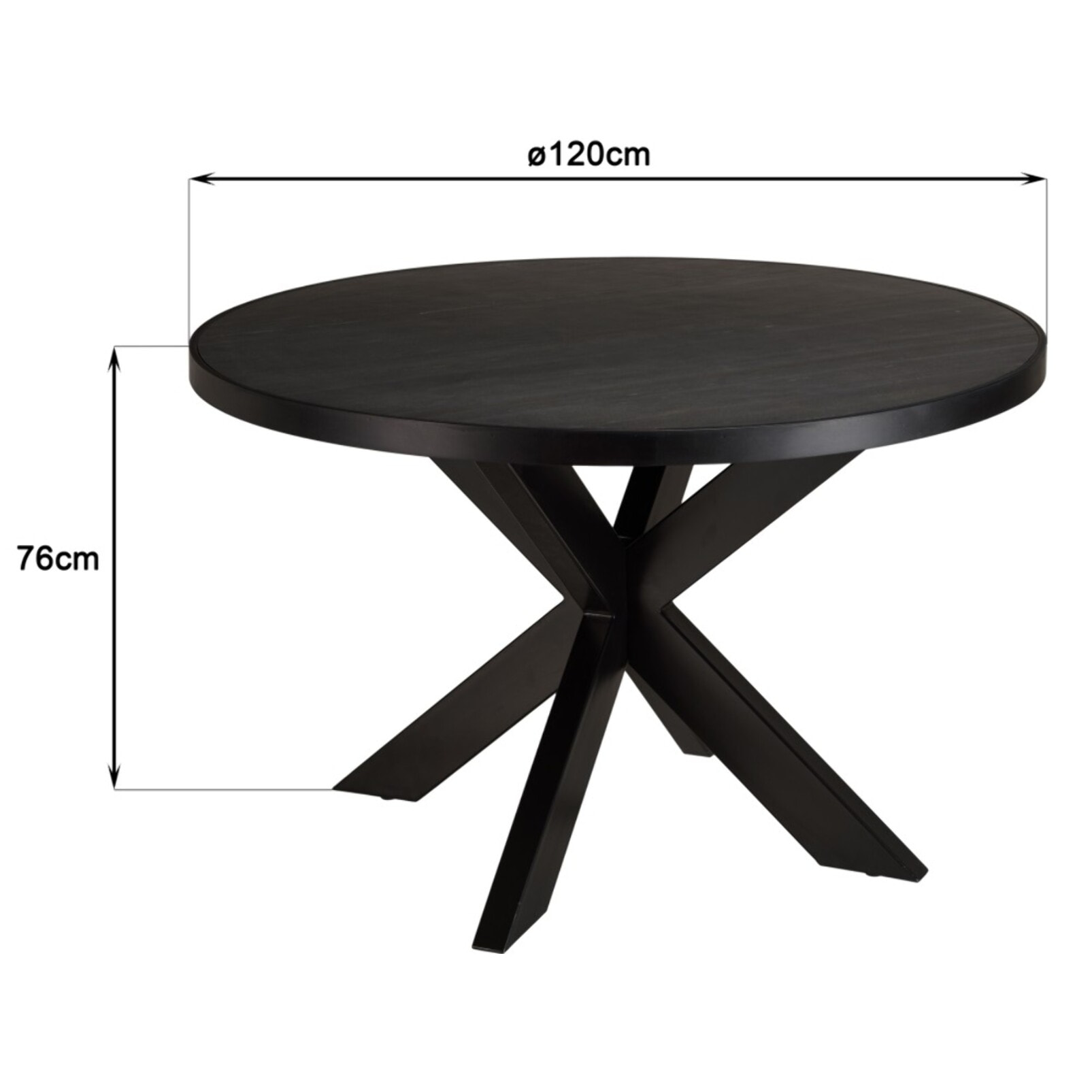 BASILE - Table à manger 120x120cm plateau noir effet pierre