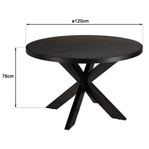 BASILE - Table à manger 120x120cm plateau noir effet pierre