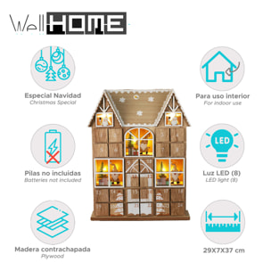 calendario de adviento led de madera contrachapada con juego de cajas y luces