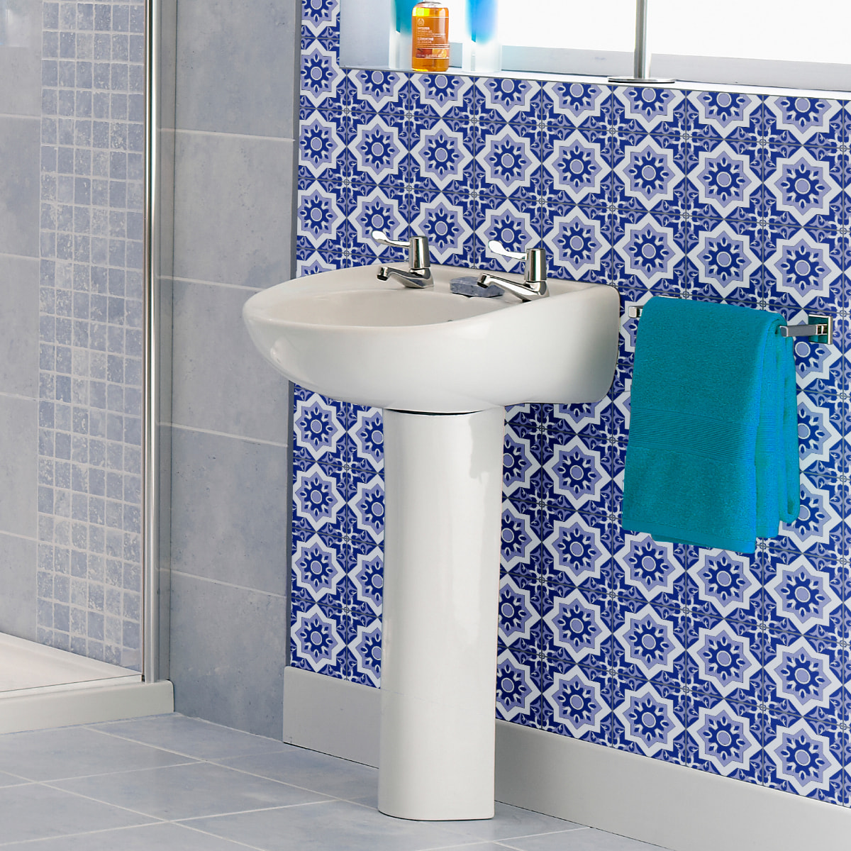 Stickers muraux - Sticker Mural Carrelage adhésif Cuisine Salle de Bain - 30 STICKERS CARREAUX DE CIMENT AZULEJOS PAQUI