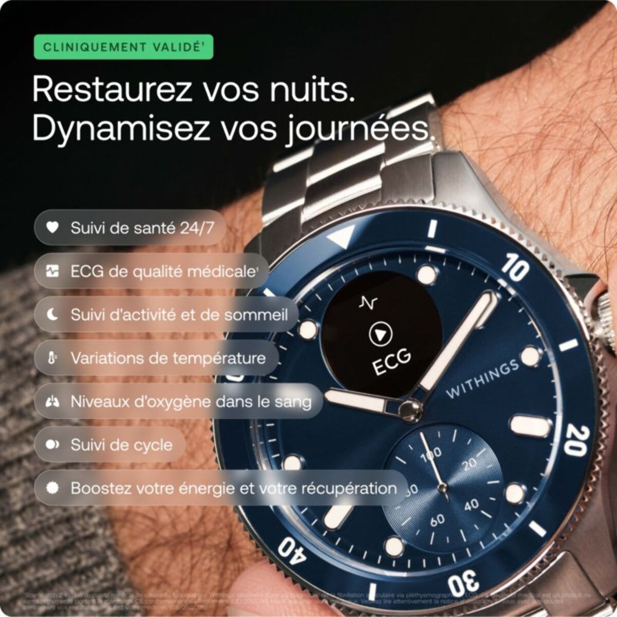 Montre santé WITHINGS Scanwatch Nova Bleue