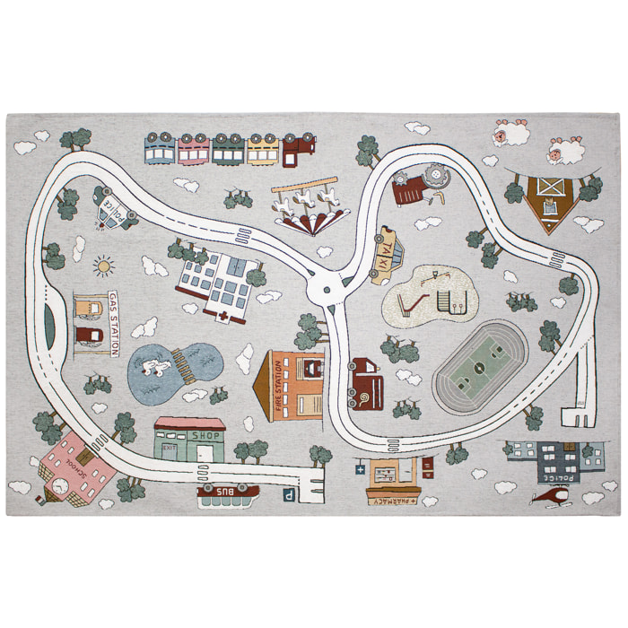 TAPPETO CAMERETTA PISTA GRIGIO CON FONDO ANTISCIVOLO MADE IN ITALY