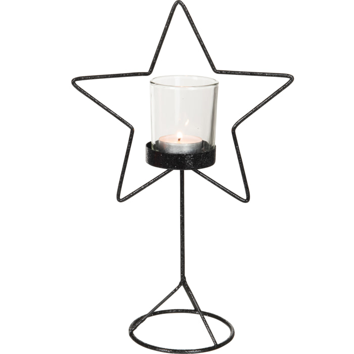 J-Line photophore Etoile Paillettes - métal - noir - small