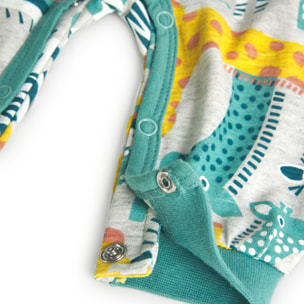 Pelele recién nacido, estampado verde claro, mangas largas