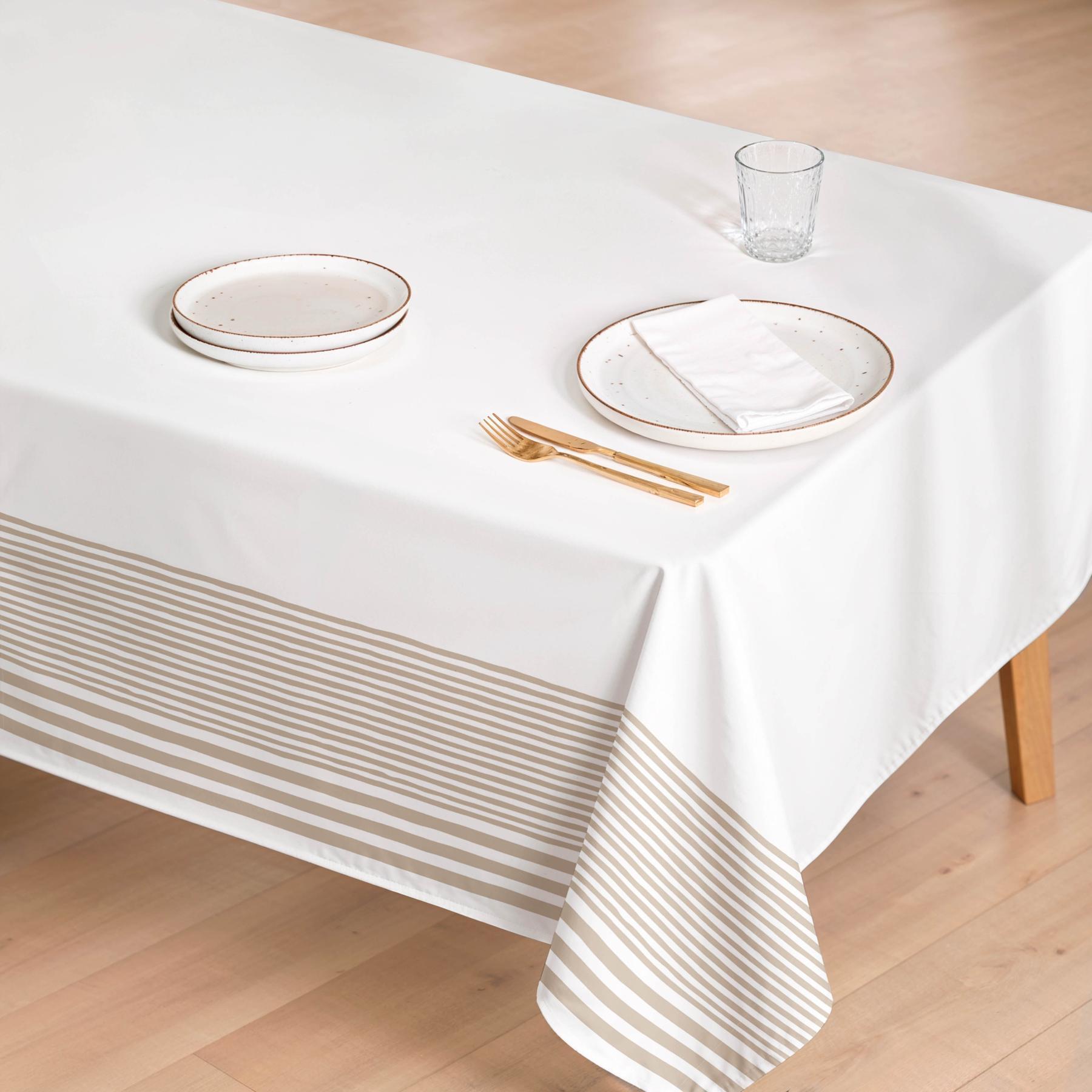 Mantel antimanchas HAZAEL BEIGE - 100% algodón