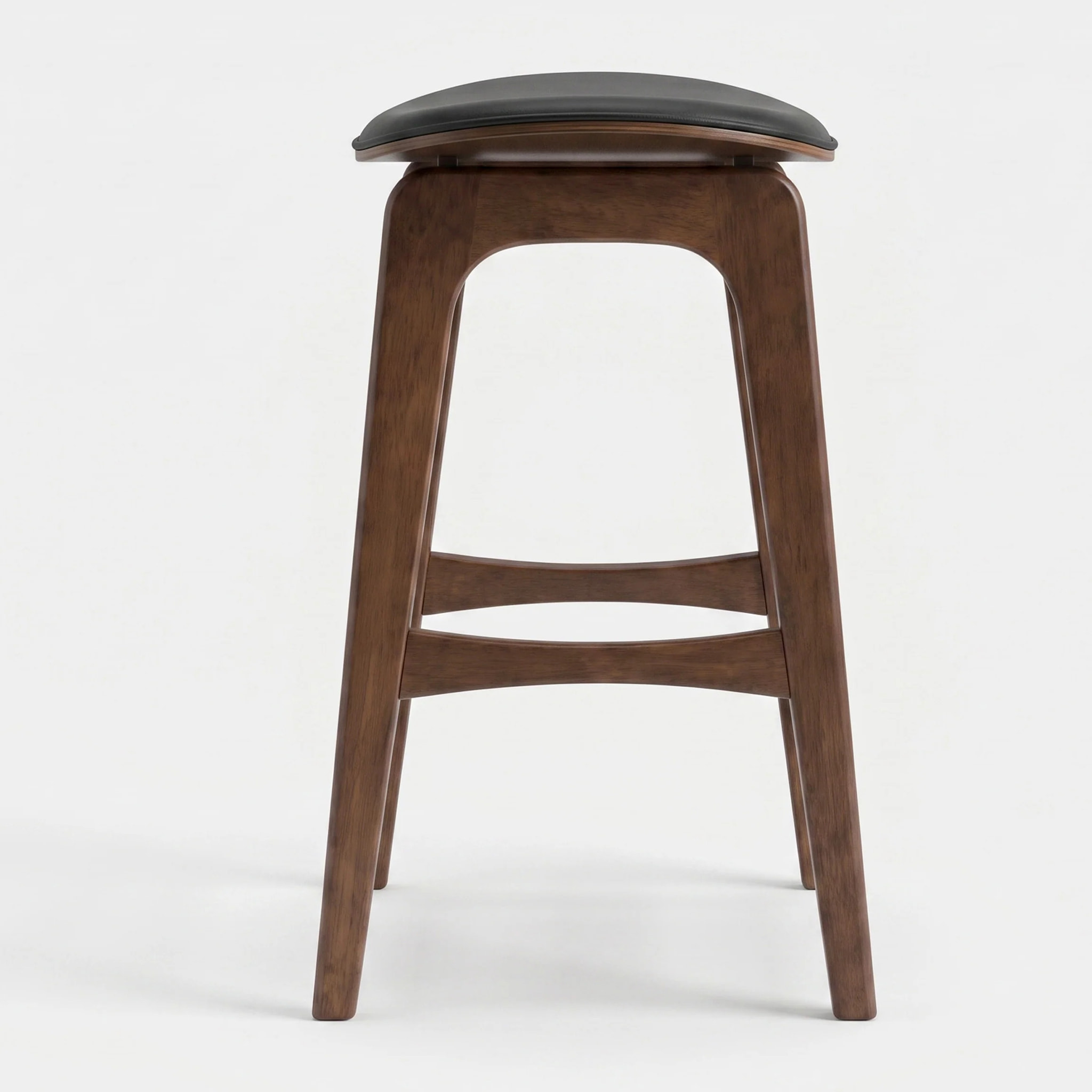 Lot de 2 tabourets pour îlot 65,5 cm en bois foncé et similicuir noir - Jude